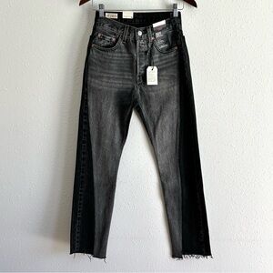 Levi's 501 Jeans Women's Size 24x30 Black Gray Denim Button Fly Straight Leg